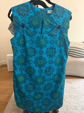 Rachel Comey Blue & Green Mini Dress shift great condition 6 made in New York US